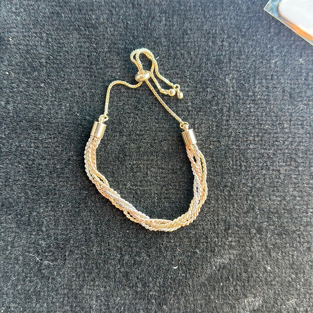 Ladies braided bracelet 3 tone